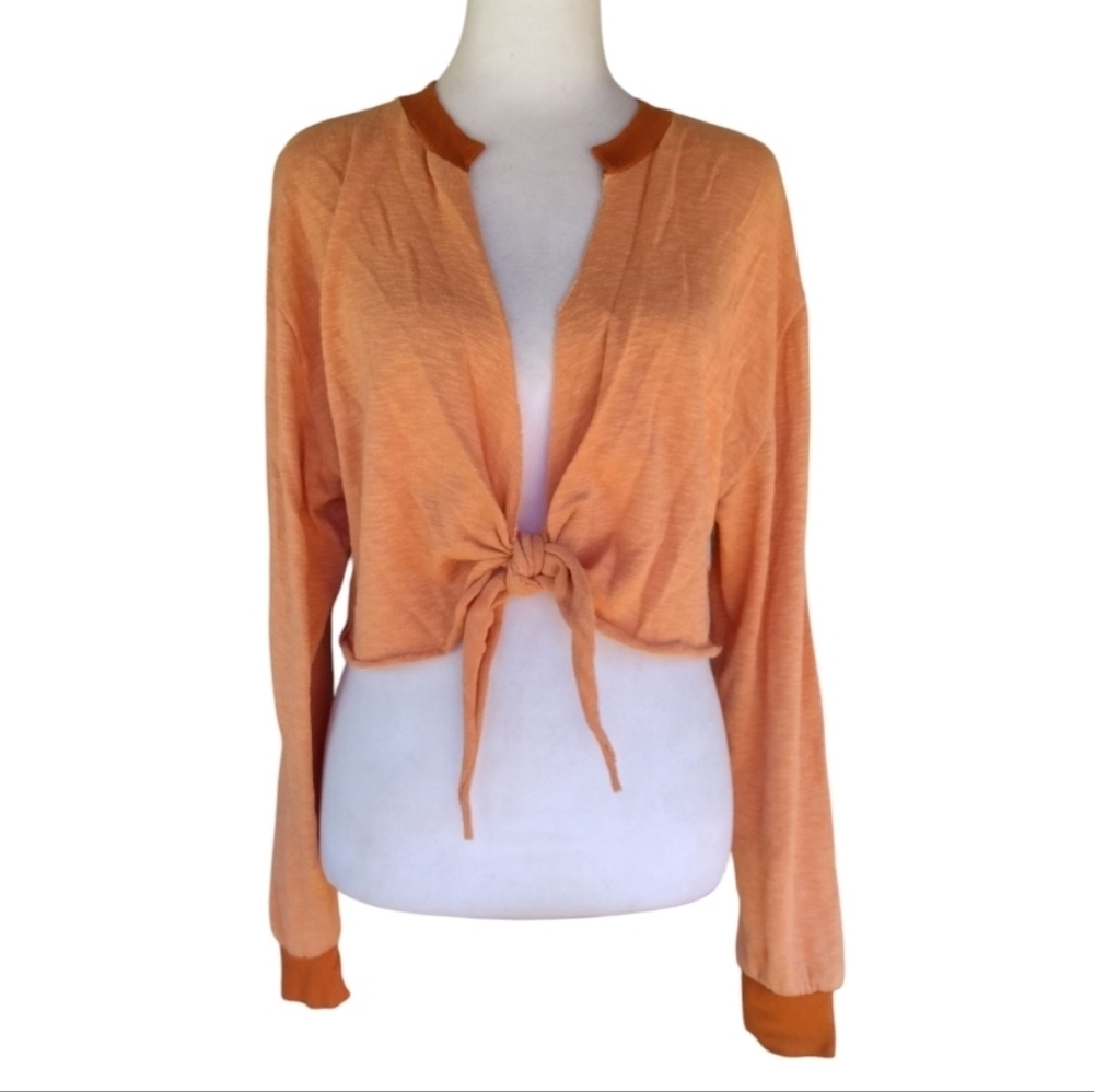 Urban Outfitters Out From Under Cotton Blend Orange Tie Front Cardigan Small
